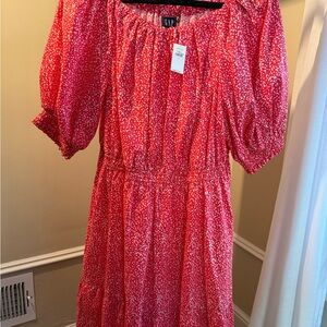 GAP Red and White Patterned Dress